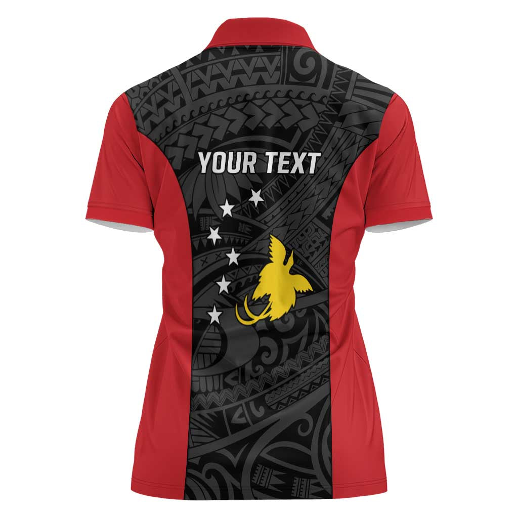 Personalised PNG Sandaun Province Women Polo Shirt Bird of Paradise Tattoo Flag Motif LT9 - Polynesian Pride