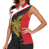 Personalised PNG Sandaun Province Women Sleeveless Polo Shirt Bird of Paradise Tattoo Flag Motif LT9 - Polynesian Pride