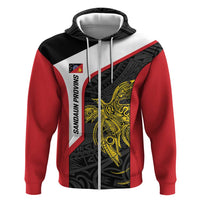 Personalised PNG Sandaun Province Zip Hoodie Bird of Paradise Tattoo Flag Motif LT9 Zip Hoodie Red - Polynesian Pride