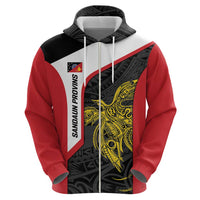 Personalised PNG Sandaun Province Zip Hoodie Bird of Paradise Tattoo Flag Motif LT9 - Polynesian Pride