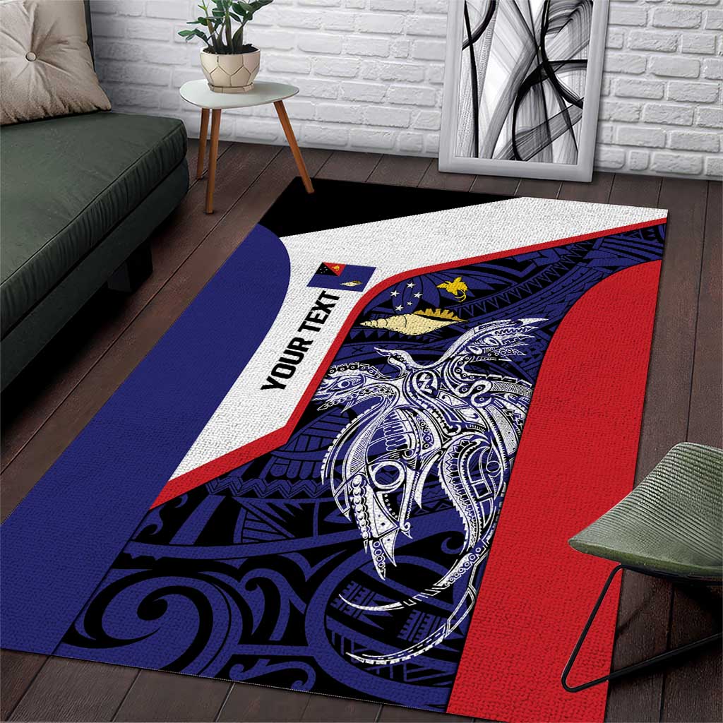 Personalised PNG West New Britain Province Area Rug Bird of Paradise Tattoo Flag Motif LT9 Blue - Polynesian Pride