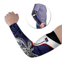 Personalised PNG West New Britain Province Arm Sleeves Bird of Paradise Tattoo Flag Motif LT9 Set of 2 Blue - Polynesian Pride