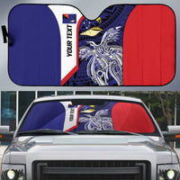 Personalised PNG West New Britain Province Auto Sun Shade Bird of Paradise Tattoo Flag Motif LT9 Blue - Polynesian Pride