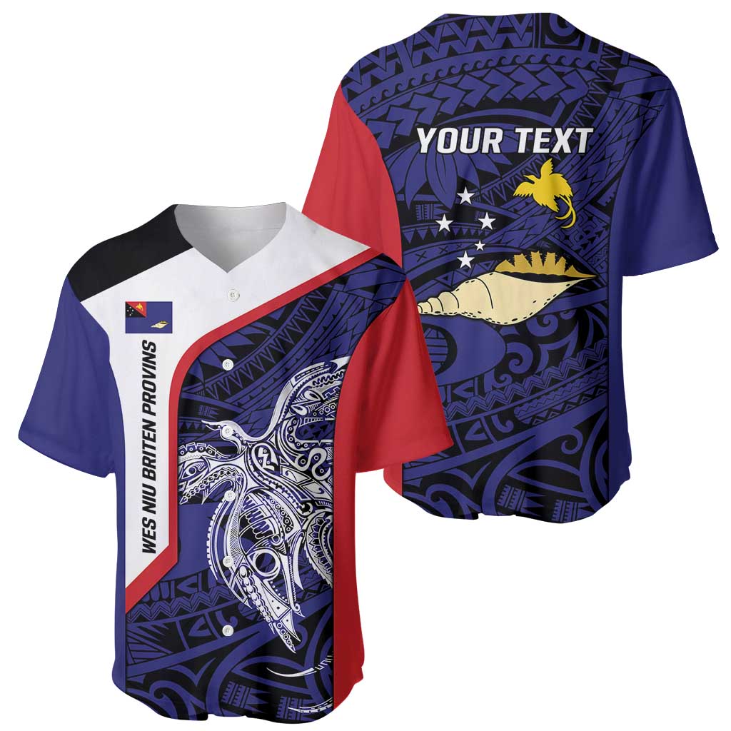Personalised PNG West New Britain Province Baseball Jersey Bird of Paradise Tattoo Flag Motif LT9 - Polynesian Pride