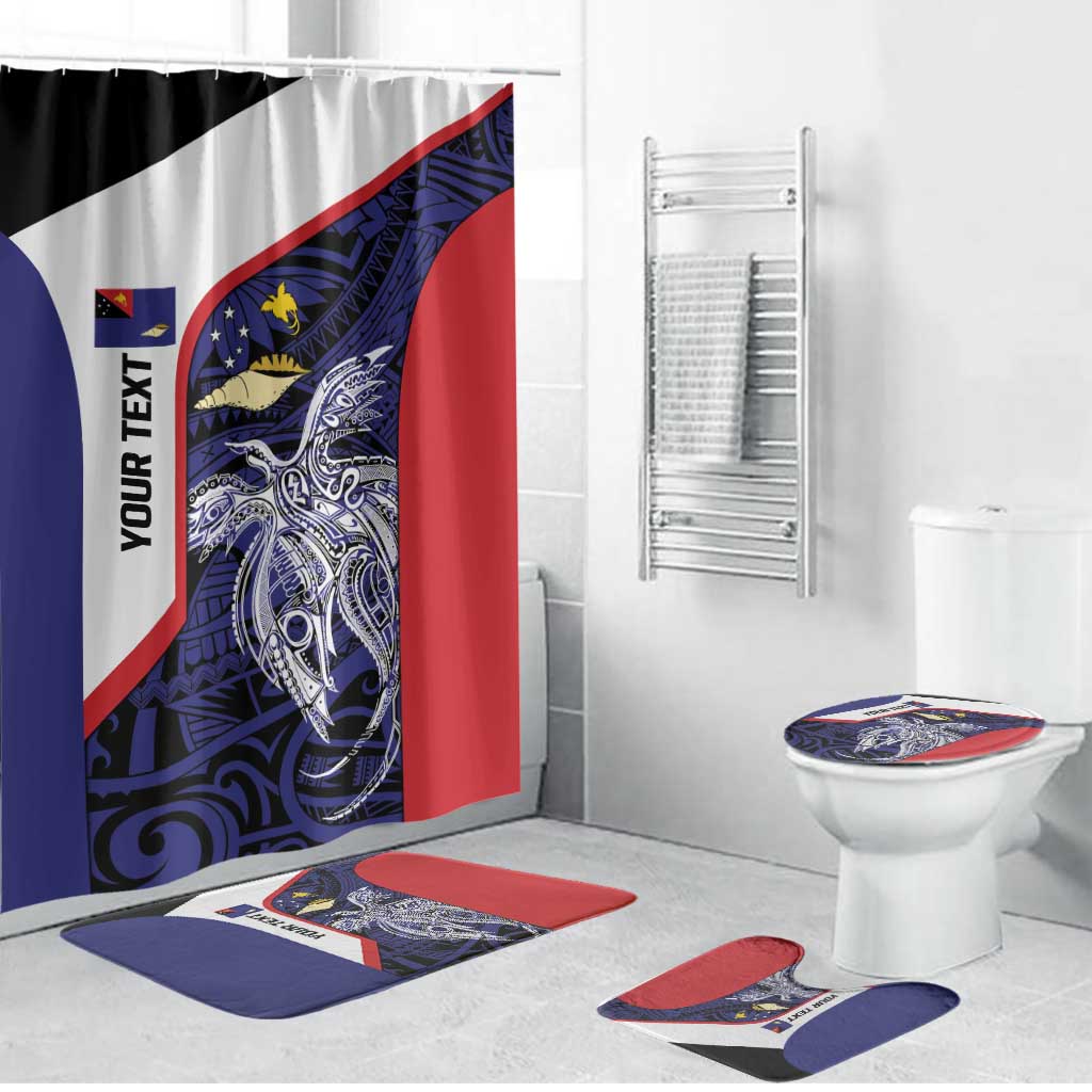 Personalised PNG West New Britain Province Bathroom Set Bird of Paradise Tattoo Flag Motif LT9 Bathroom Set (4 pcs) Blue - Polynesian Pride