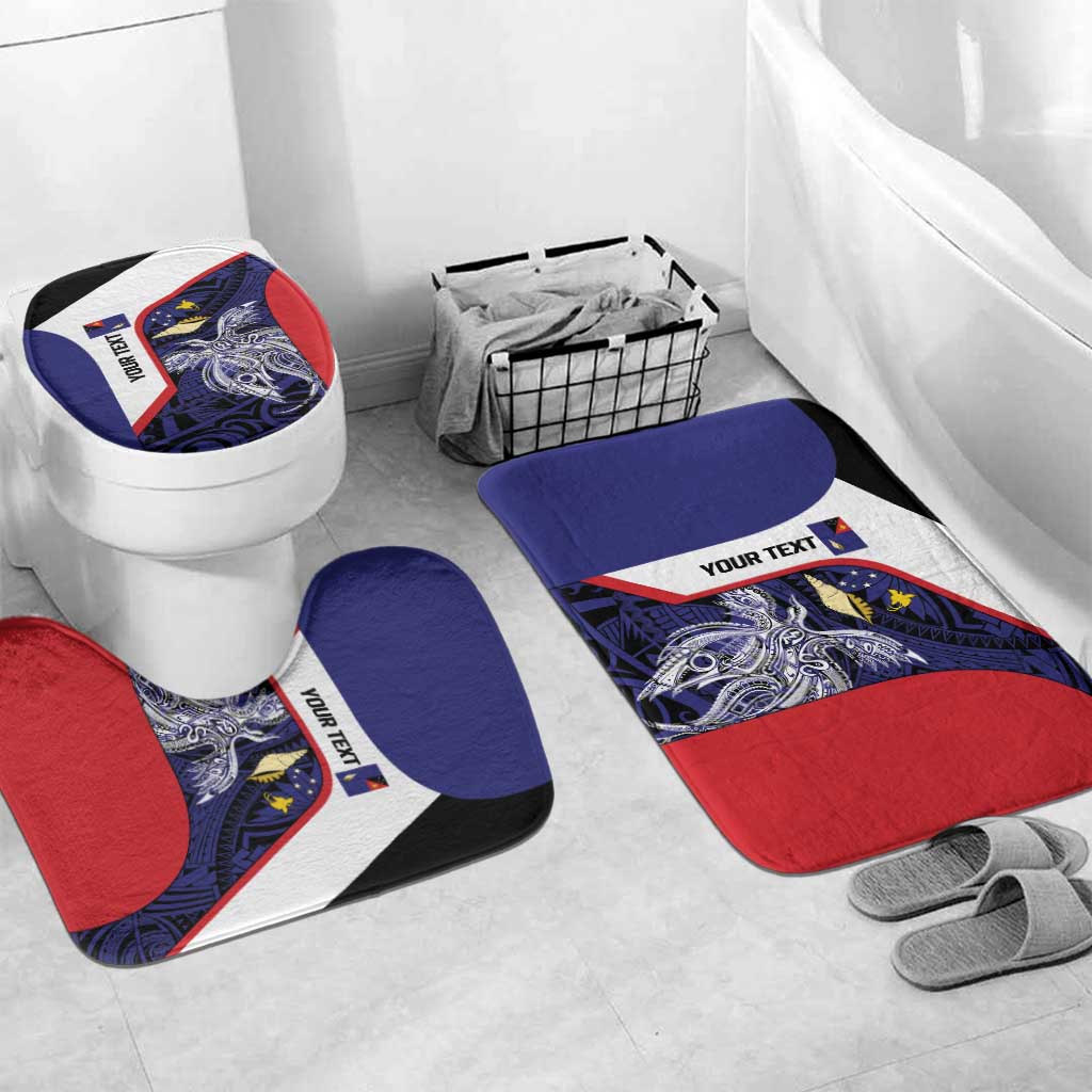 Personalised PNG West New Britain Province Bathroom Set Bird of Paradise Tattoo Flag Motif LT9 Mat Set Only (3 pcs) One Size Blue - Polynesian Pride