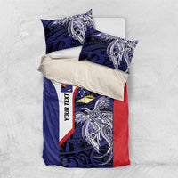 Personalised PNG West New Britain Province Bedding Set Bird of Paradise Tattoo Flag Motif LT9 US Twin 172cm x 218cm Blue - Polynesian Pride