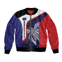 Personalised PNG West New Britain Province Bomber Jacket Bird of Paradise Tattoo Flag Motif LT9 Unisex Blue - Polynesian Pride