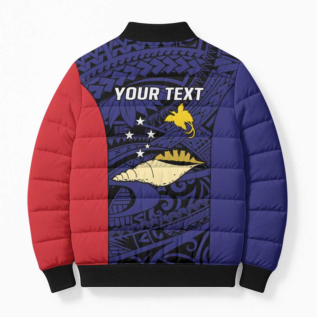 Personalised PNG West New Britain Province Bomber Puffer Jacket Bird of Paradise Tattoo Flag Motif LT9 - Polynesian Pride