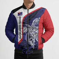 Personalised PNG West New Britain Province Bomber Puffer Jacket Bird of Paradise Tattoo Flag Motif LT9 - Polynesian Pride