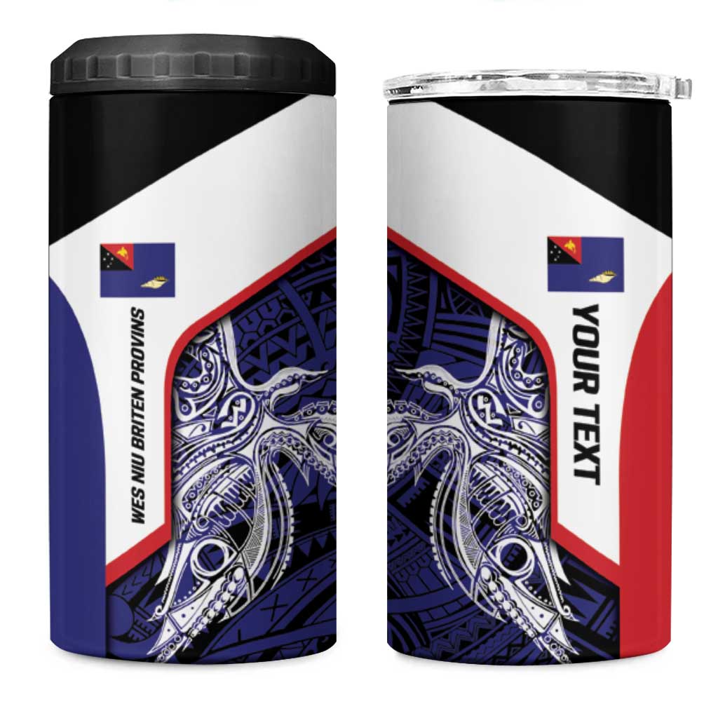 Personalised PNG West New Britain Province 4 in 1 Can Cooler Tumbler Bird of Paradise Tattoo Flag Motif - Polynesian Pride