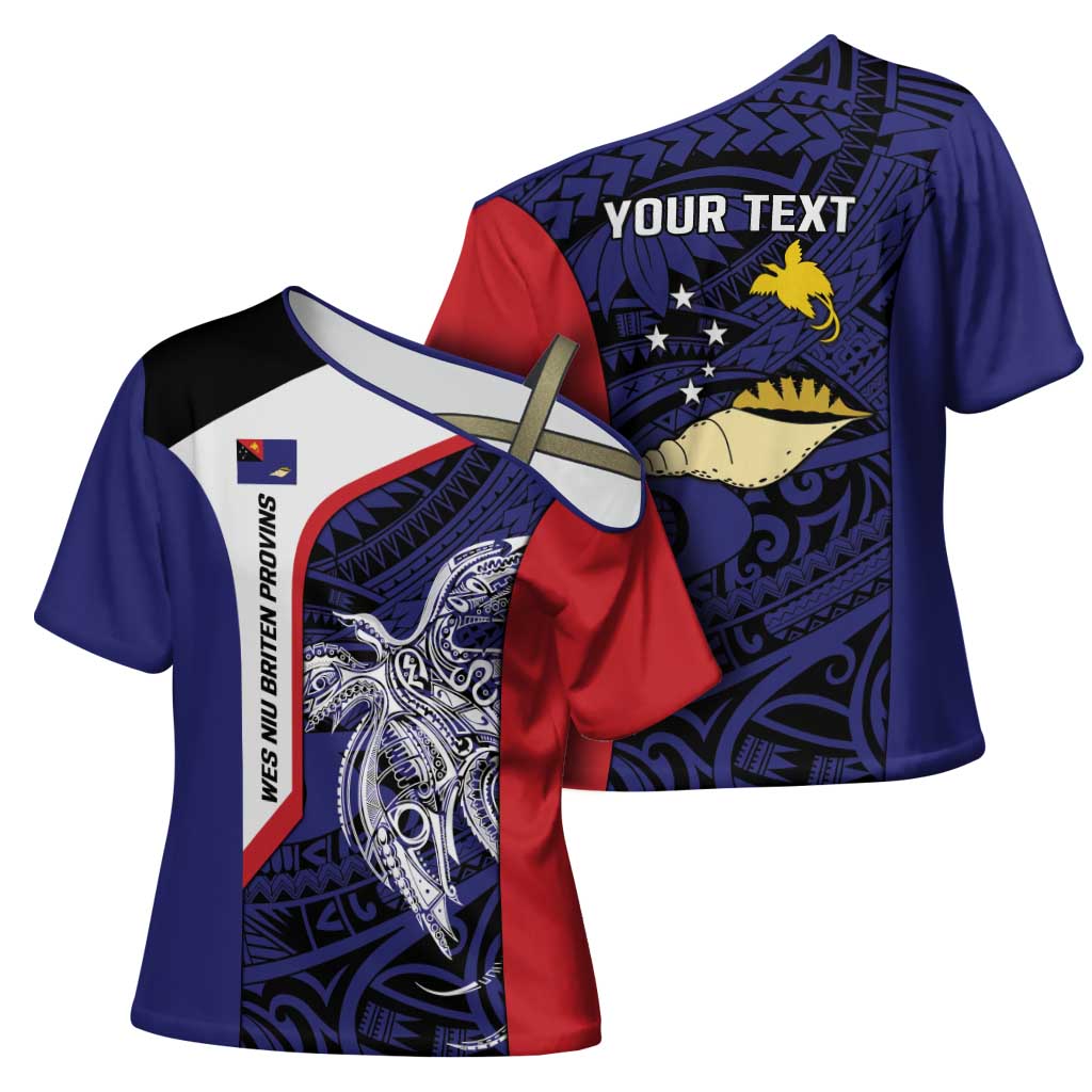 Personalised PNG West New Britain Province Cross Shoulder Shirt Bird of Paradise Tattoo Flag Motif LT9 - Polynesian Pride