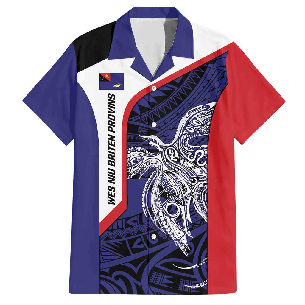 Personalised PNG West New Britain Province Family Matching Long Sleeve Bodycon Dress and Hawaiian Shirt Bird of Paradise Tattoo Flag Motif LT9 Dad's Shirt - Short Sleeve Blue - Polynesian Pride