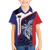 Personalised PNG West New Britain Province Family Matching Long Sleeve Bodycon Dress and Hawaiian Shirt Bird of Paradise Tattoo Flag Motif LT9 Son's Shirt Blue - Polynesian Pride