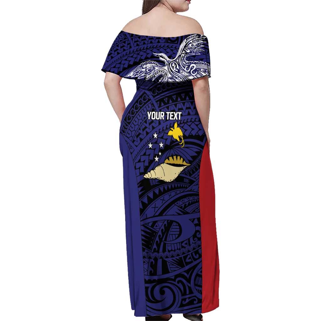 Personalised PNG West New Britain Province Family Matching Off Shoulder Maxi Dress and Hawaiian Shirt Bird of Paradise Tattoo Flag Motif LT9 - Polynesian Pride