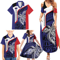 Personalised PNG West New Britain Province Family Matching Summer Maxi Dress and Hawaiian Shirt Bird of Paradise Tattoo Flag Motif LT9 - Polynesian Pride