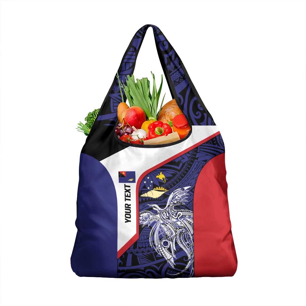 Personalised PNG West New Britain Province Grocery Bag Bird of Paradise Tattoo Flag Motif LT9 1-pack One Size Blue - Polynesian Pride