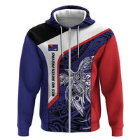 Personalised PNG West New Britain Province Hoodie Bird of Paradise Tattoo Flag Motif LT9 Zip Hoodie Blue - Polynesian Pride