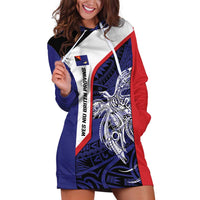 Personalised PNG West New Britain Province Hoodie Dress Bird of Paradise Tattoo Flag Motif LT9 Blue - Polynesian Pride
