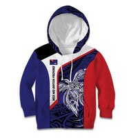 Personalised PNG West New Britain Province Kid Hoodie Bird of Paradise Tattoo Flag Motif LT9 Hoodie Blue - Polynesian Pride