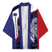 Personalised PNG West New Britain Province Kimono Bird of Paradise Tattoo Flag Motif LT9 Unisex Blue - Polynesian Pride
