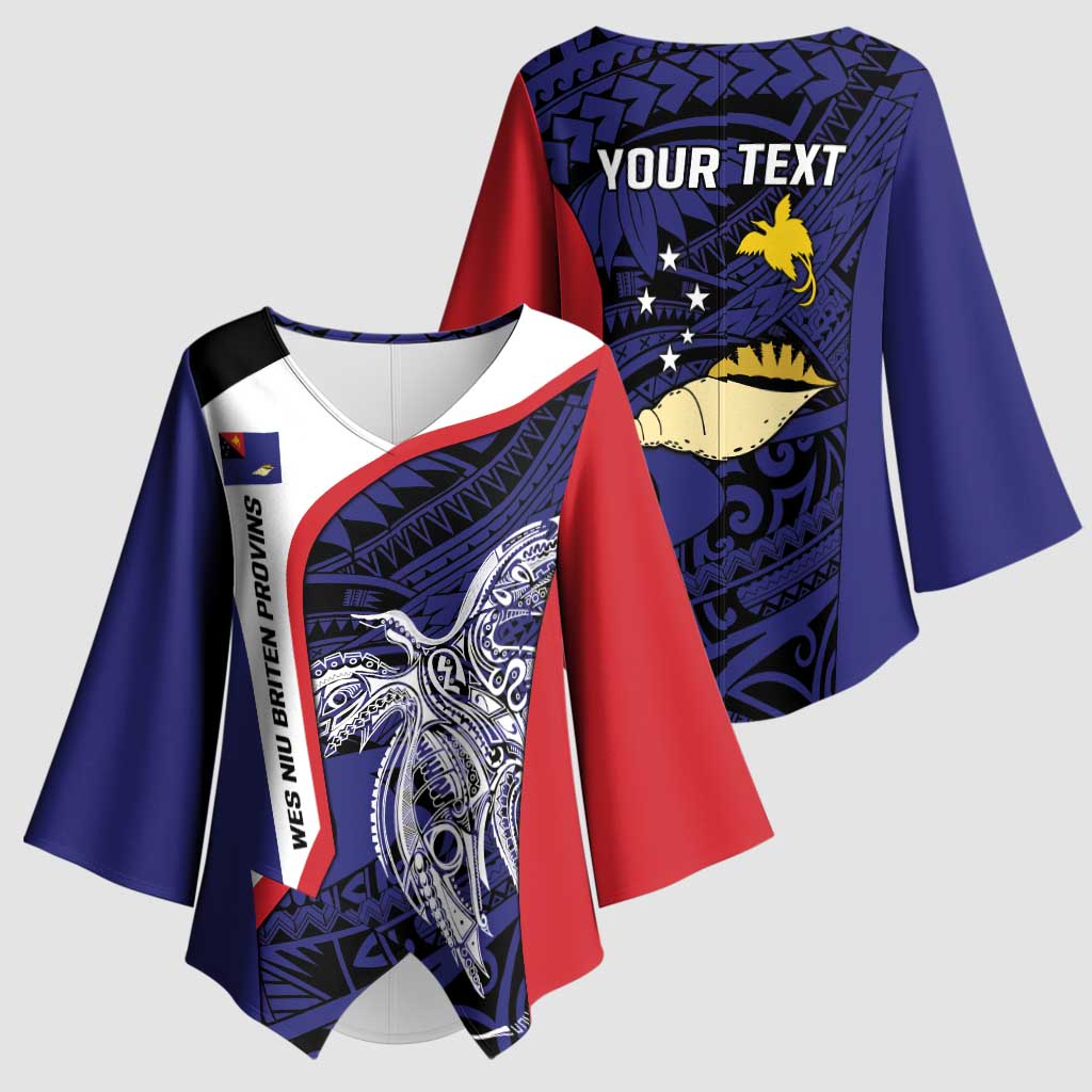 Personalised PNG West New Britain Province Kimono Sleeve Blouse Bird of Paradise Tattoo Flag Motif LT9 - Polynesian Pride