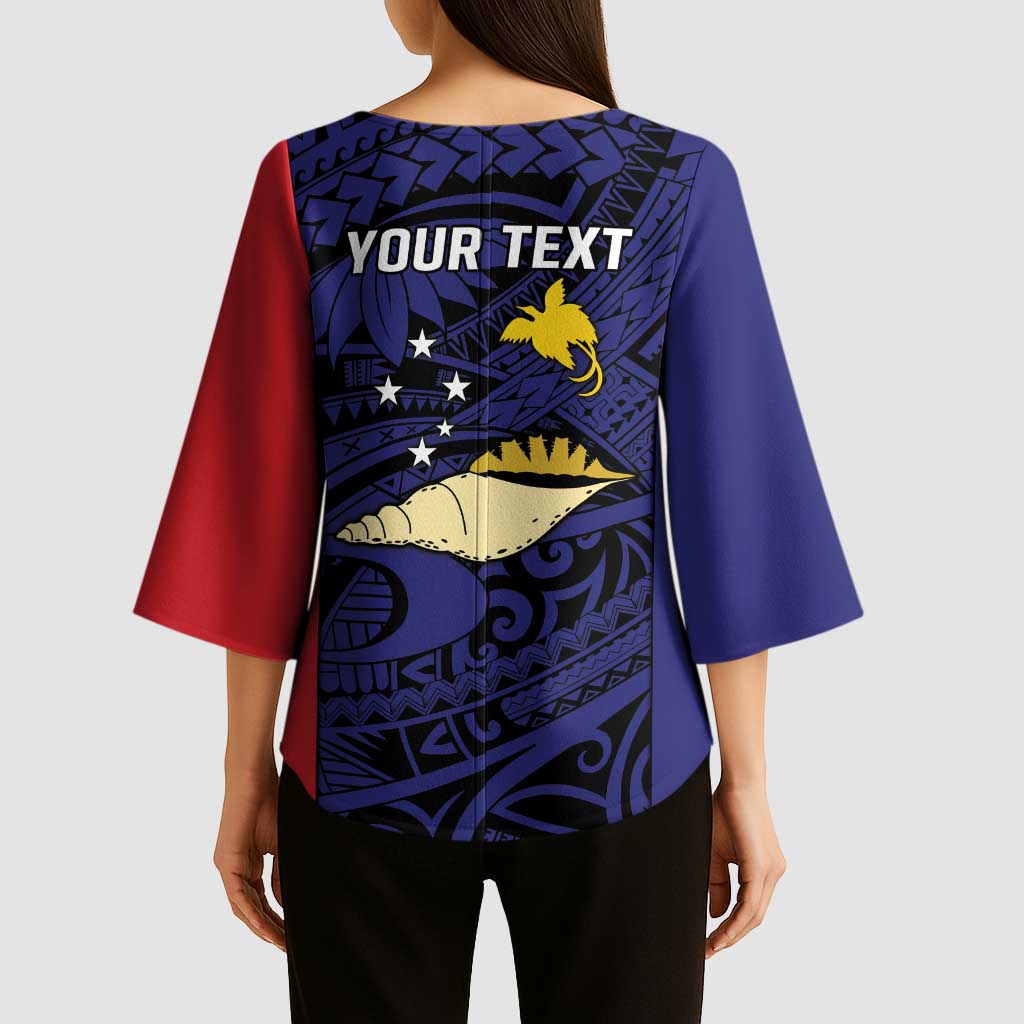 Personalised PNG West New Britain Province Kimono Sleeve Blouse Bird of Paradise Tattoo Flag Motif LT9 - Polynesian Pride
