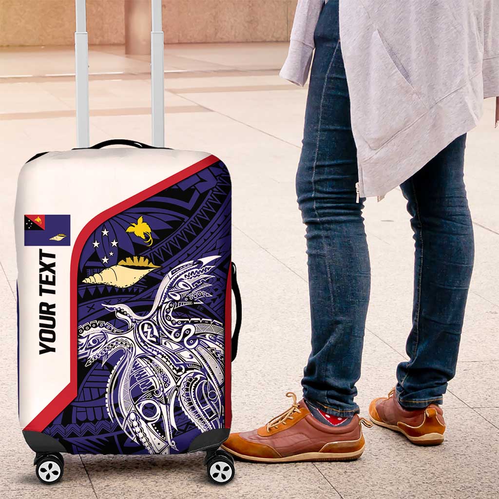 Personalised PNG West New Britain Province Luggage Cover Bird of Paradise Tattoo Flag Motif LT9 Blue - Polynesian Pride