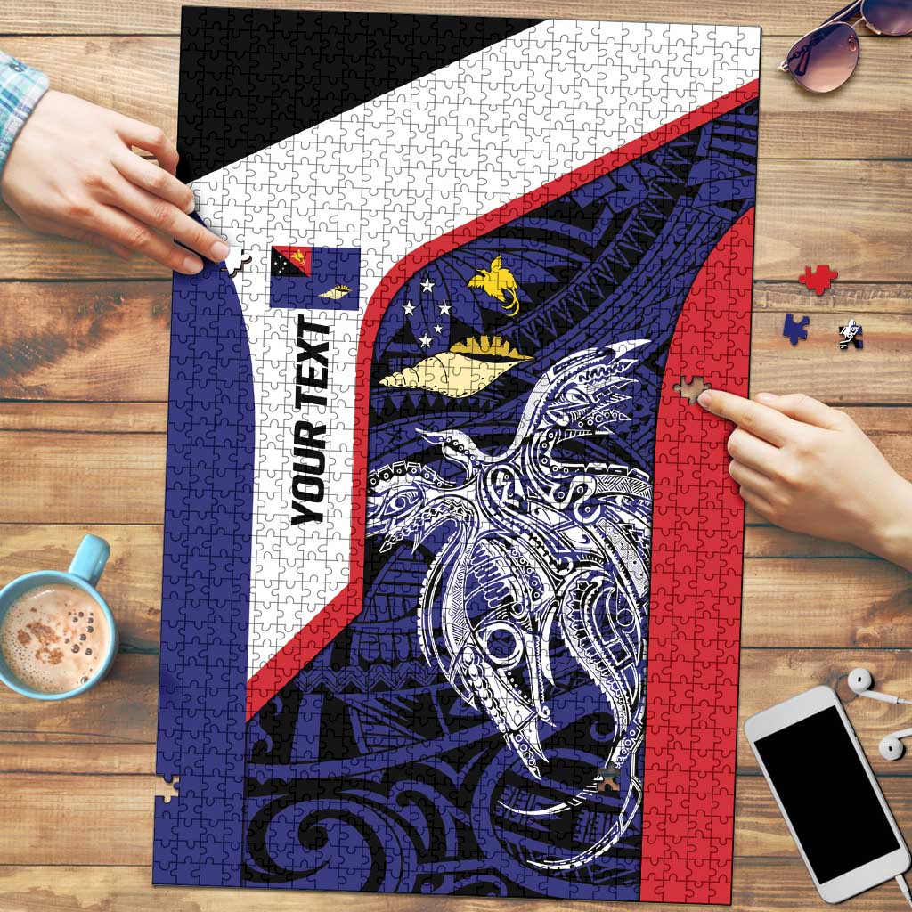 Personalised PNG West New Britain Province Puzzle Bird of Paradise Tattoo Flag Motif LT9 Blue - Polynesian Pride