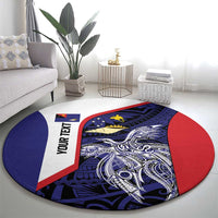 Personalised PNG West New Britain Province Round Carpet Bird of Paradise Tattoo Flag Motif LT9 - Polynesian Pride