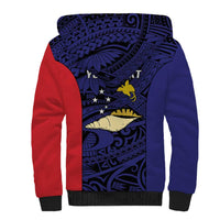 Personalised PNG West New Britain Province Sherpa Hoodie Bird of Paradise Tattoo Flag Motif LT9 - Polynesian Pride