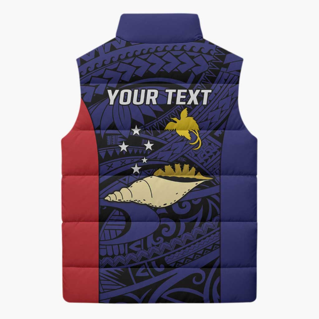 Personalised PNG West New Britain Province Sleeveless Puffer Jacket Bird of Paradise Tattoo Flag Motif LT9 - Polynesian Pride