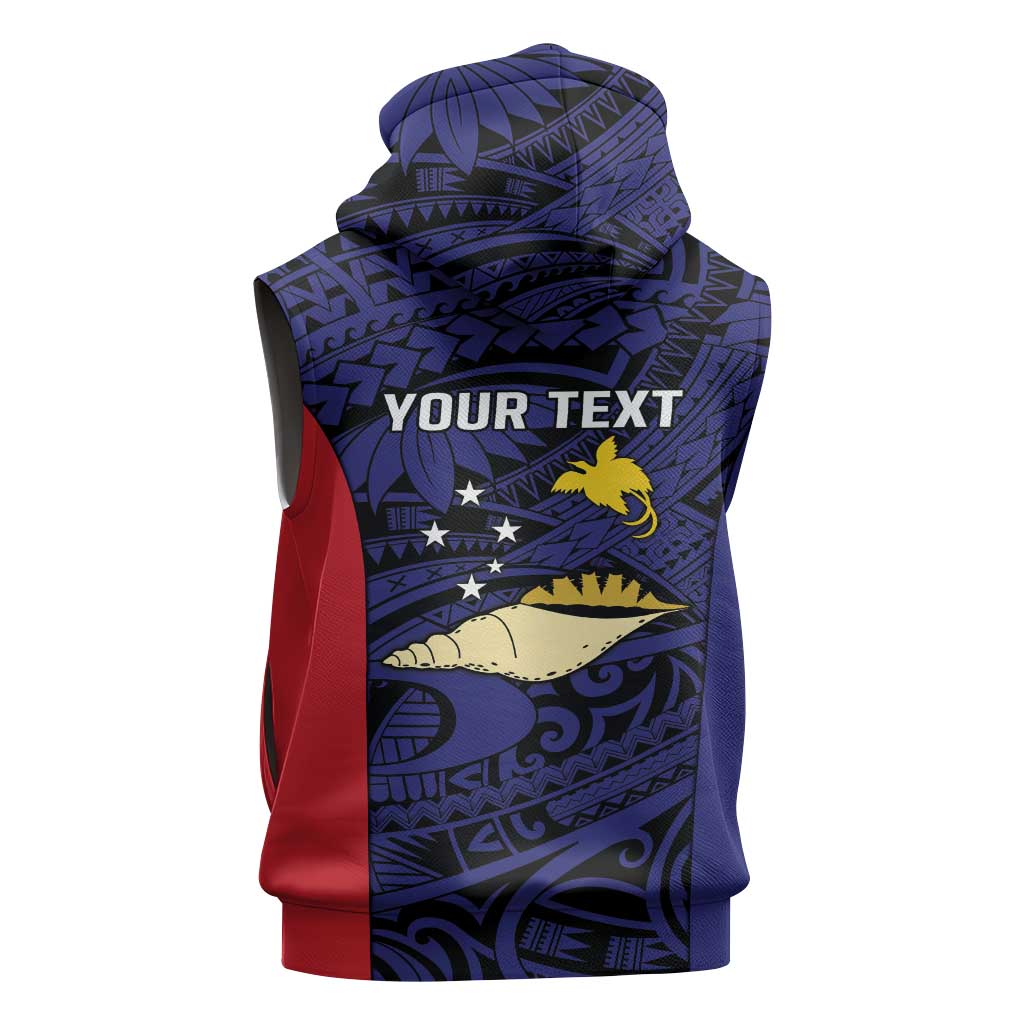 Personalised PNG West New Britain Province Sleeveless Zip Hoodie Bird of Paradise Tattoo Flag Motif LT9 - Polynesian Pride