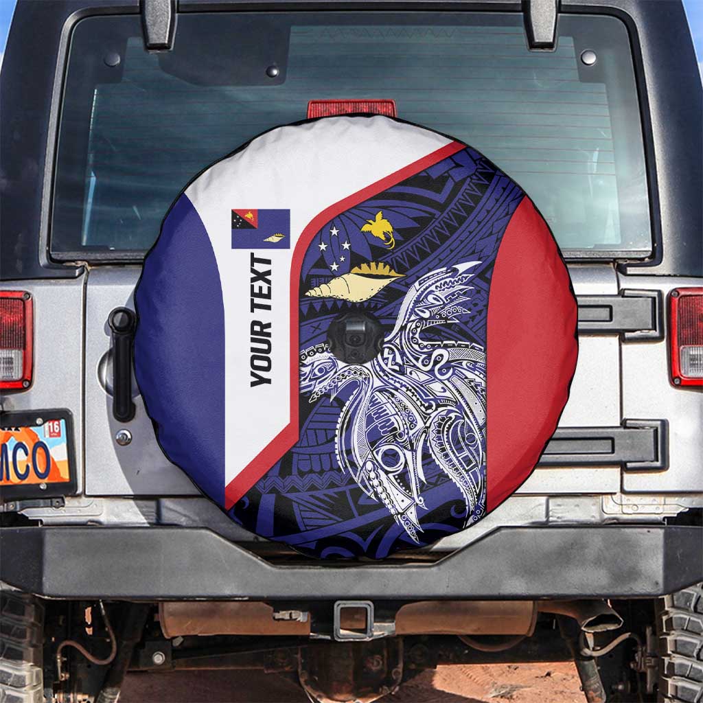 Personalised PNG West New Britain Province Spare Tire Cover Bird of Paradise Tattoo Flag Motif LT9 Blue - Polynesian Pride