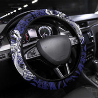 PNG West New Britain Province Steering Wheel Cover Bird of Paradise Tattoo Flag Motif LT9 Universal Fit Blue - Polynesian Pride