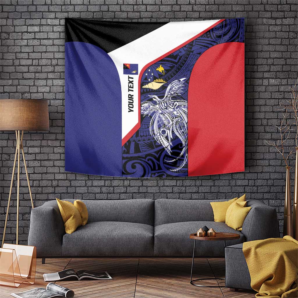 Personalised PNG West New Britain Province Tapestry Bird of Paradise Tattoo Flag Motif LT9 Blue - Polynesian Pride