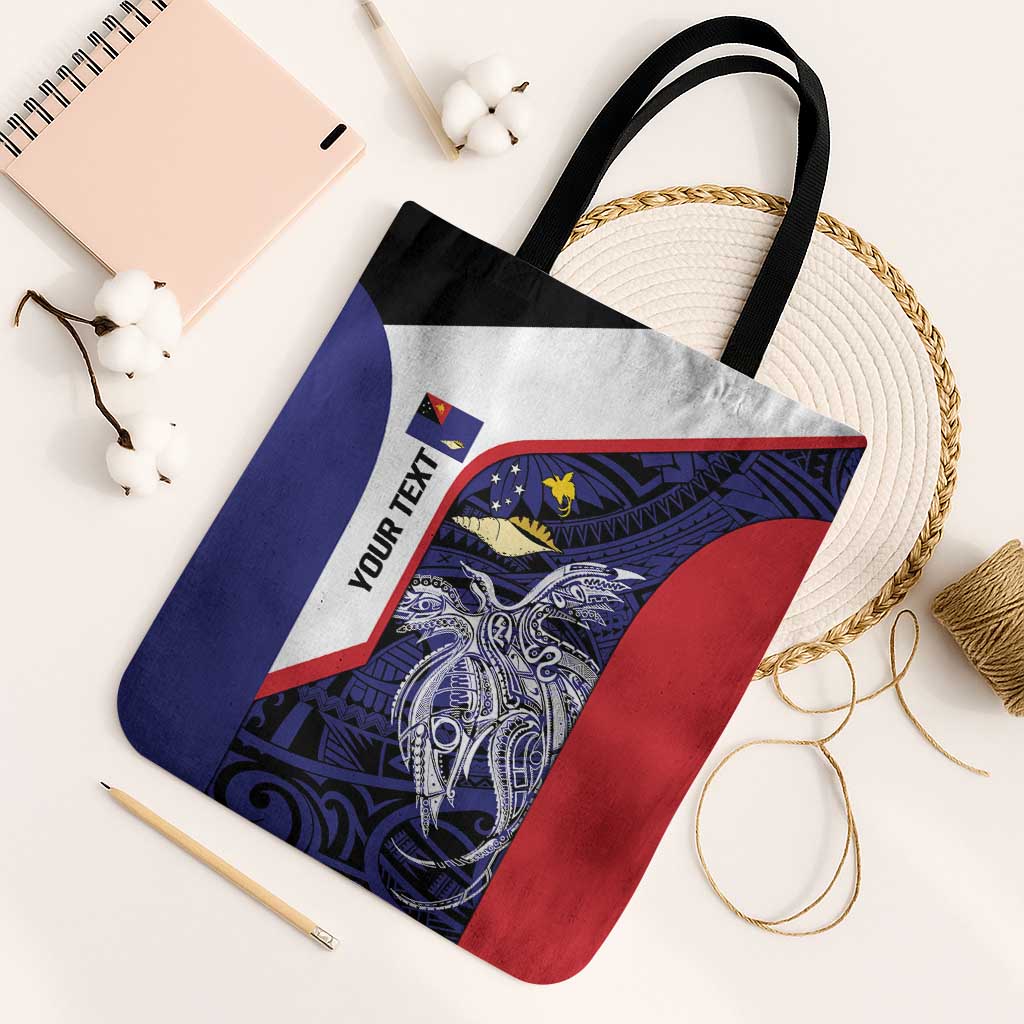 Personalised PNG West New Britain Province Tote Bag Bird of Paradise Tattoo Flag Motif LT9 Black Strap One Size Blue - Polynesian Pride