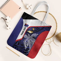 Personalised PNG West New Britain Province Tote Bag Bird of Paradise Tattoo Flag Motif LT9 White Strap One Size Blue - Polynesian Pride