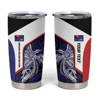 Personalised PNG West New Britain Province Tumbler Cup Bird of Paradise Tattoo Flag Motif LT9 Blue - Polynesian Pride