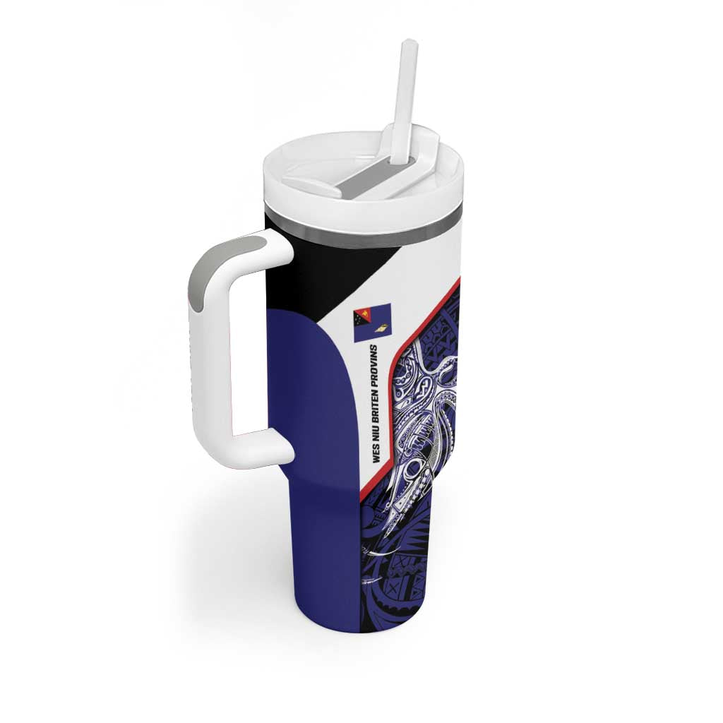 Personalised PNG West New Britain Province Tumbler With Handle Bird of Paradise Tattoo Flag Motif LT9 - Polynesian Pride