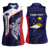 Personalised PNG West New Britain Province Women Sleeveless Polo Shirt Bird of Paradise Tattoo Flag Motif LT9 - Polynesian Pride