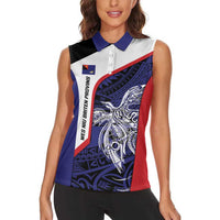 Personalised PNG West New Britain Province Women Sleeveless Polo Shirt Bird of Paradise Tattoo Flag Motif LT9 - Polynesian Pride