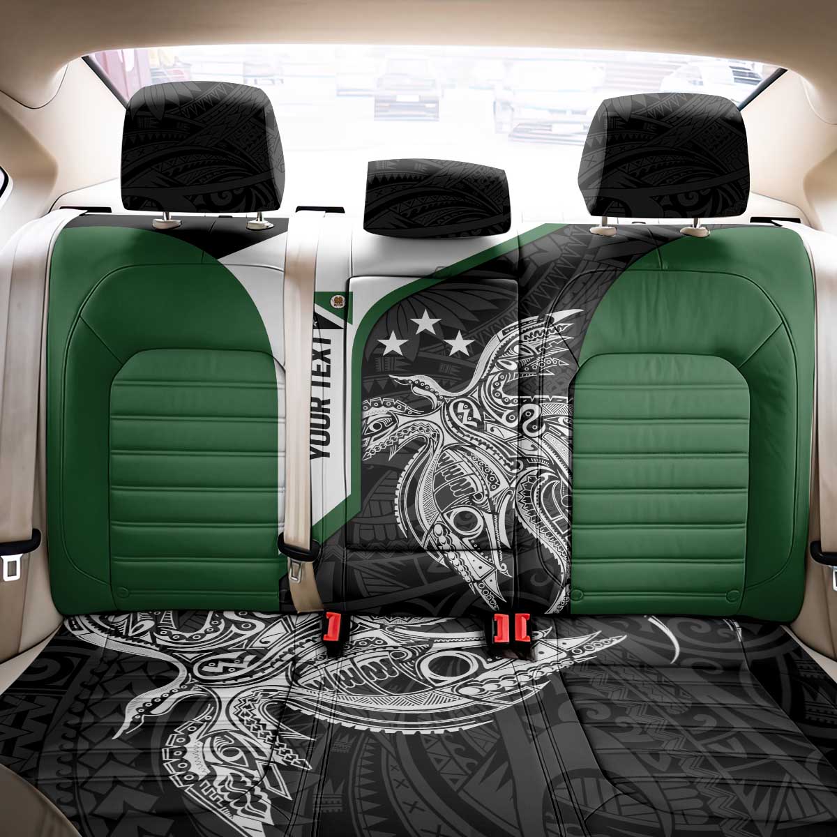 Personalised PNG Western Highlands Province Back Car Seat Cover Bird of Paradise Tattoo Flag Motif LT9 - Polynesian Pride
