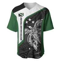 Personalised PNG Western Highlands Province Baseball Jersey Bird of Paradise Tattoo Flag Motif LT9 Green - Polynesian Pride