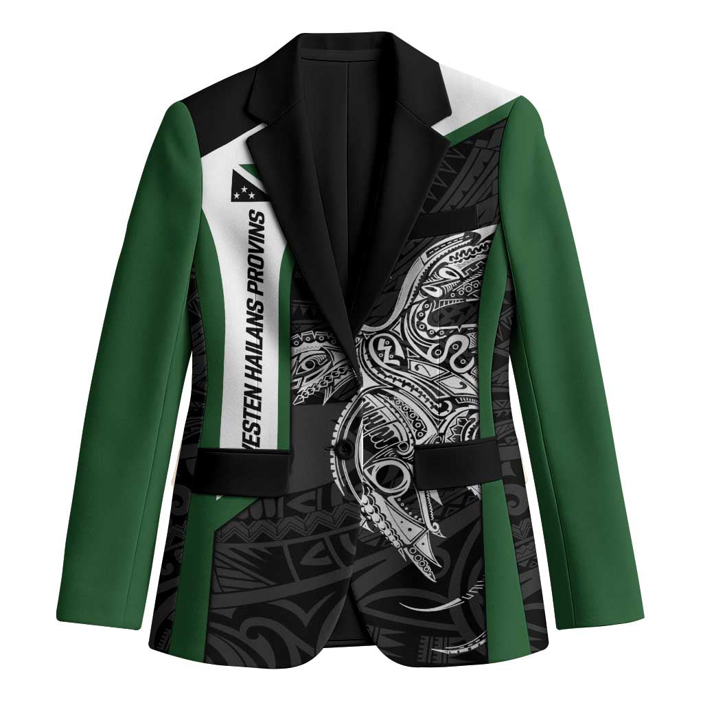 Personalised PNG Western Highlands Province Blazer Bird of Paradise Tattoo Flag Motif LT9 Unisex Green - Polynesian Pride