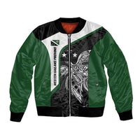 Personalised PNG Western Highlands Province Bomber Jacket Bird of Paradise Tattoo Flag Motif LT9 Unisex Green - Polynesian Pride