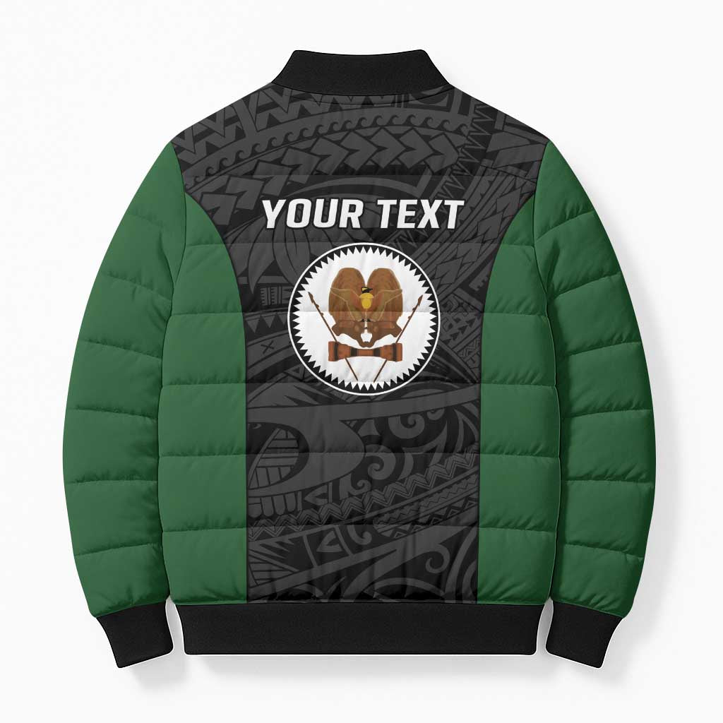 Personalised PNG Western Highlands Province Bomber Puffer Jacket Bird of Paradise Tattoo Flag Motif LT9 - Polynesian Pride