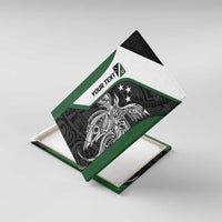 Personalised PNG Western Highlands Province Canvas Wall Art Bird of Paradise Tattoo Flag Motif LT9 With Frame Green - Polynesian Pride