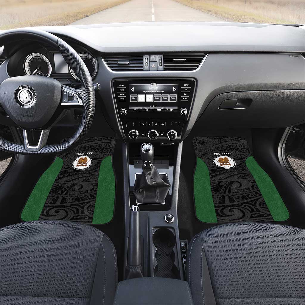 Personalised PNG Western Highlands Province Car Mats Bird of Paradise Tattoo Flag Motif LT9 Set 2pcs - Front Green - Polynesian Pride