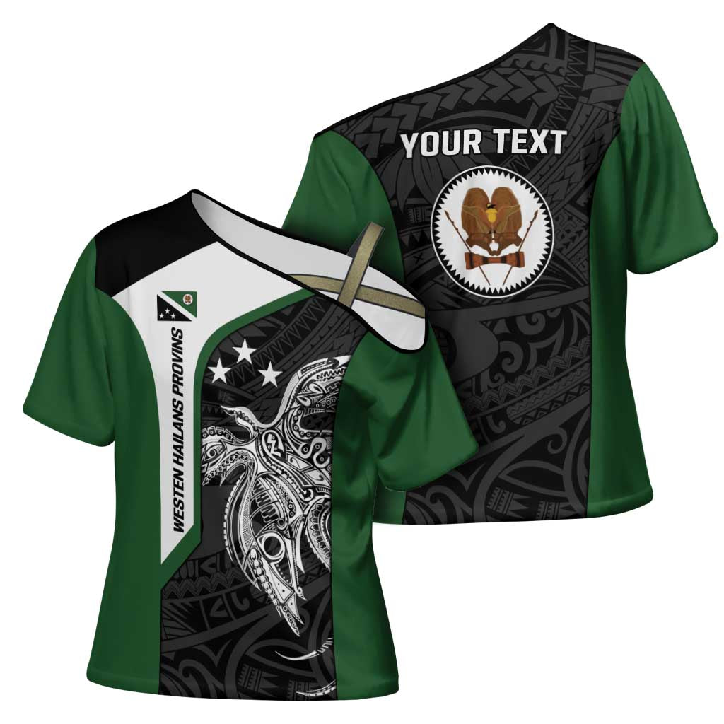 Personalised PNG Western Highlands Province Cross Shoulder Shirt Bird of Paradise Tattoo Flag Motif LT9 - Polynesian Pride